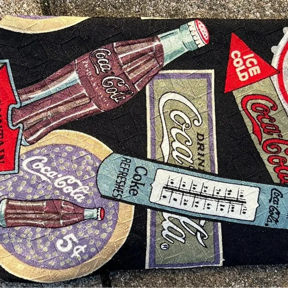 Vintage Coca-Cola Silk Tie Retro Soda Advertising Novelty Necktie Multicolor - Picture 8 of 8